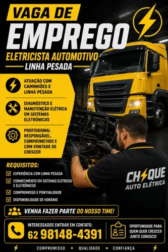 Vaga de emprego para eletricista linha pesada