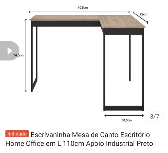 Escrivaninha mesa de canto de escritório
