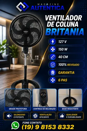 VENTILADOR DE COLUNA BRITANIA ( 34V-26)