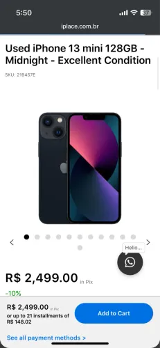 iPhone 13 Mini 128GB - Perfeito Estado - Muito Bem Conservado
