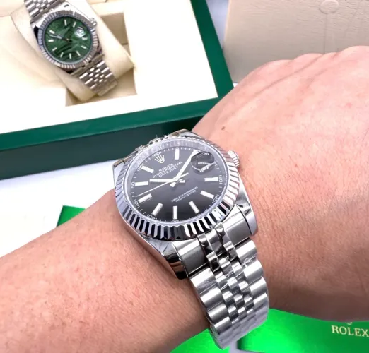 Rolex Datejust Dial Preto Aço 41mm