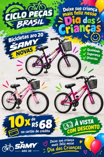 BICICLETA ARO 20 FEMININA SAMY NOVA EM 1OX SEM JUROS