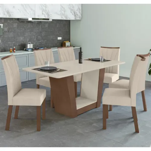 Mesa de Jantar 6 Cadeiras Com Tampo 1,70m Marrom Chocolate