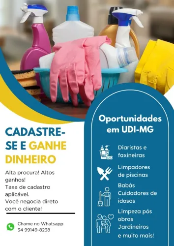 Serviços de limpeza e conservação (diaristas, passadeira, babás e domésticas em geral)