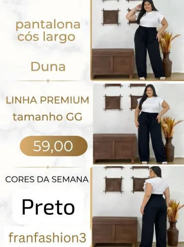 Calça feminina cos Largo em tecido duna linha premium