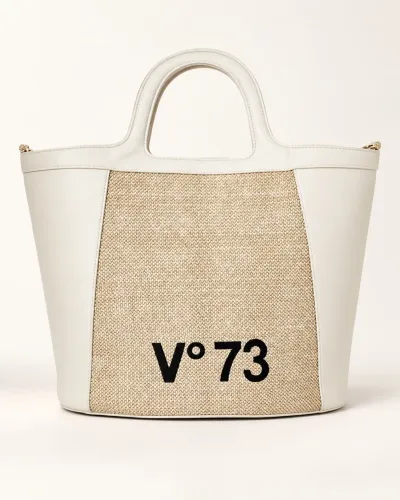 Bolsa V°73 Original Feminina Branca com Ráfia | Tote de Mão