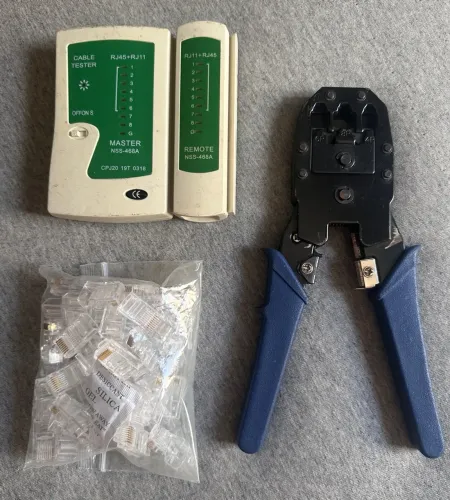 Kit alicate crimpar rj45 + teste com pontas.