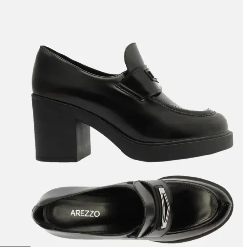 Sapato Arezzo Loafer Salto Bloco Arezzo n35