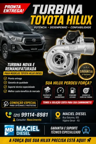  TURBINA TOYOTA HILUX 3.0 DIESEL - NOVA E REMANUFATURADA COM GARANTIA 