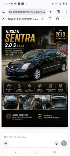 Nissan Sentra S 2.0/ 2.0 Flex Fuel 16V Aut. 2010
