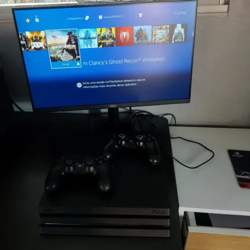 Ps4 pro 1tb com alguns jogos ac cartão