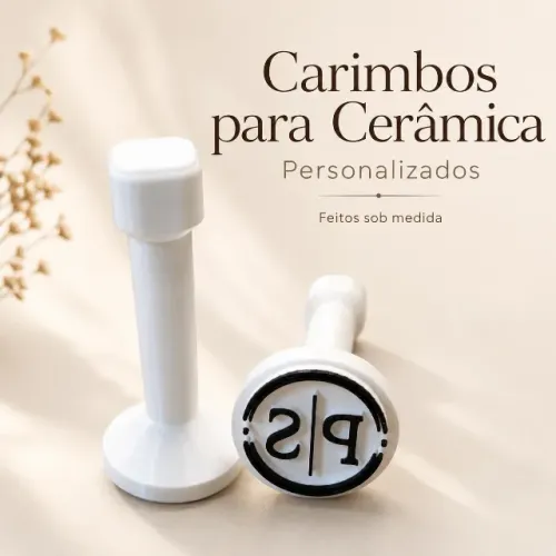 Carimbo Personalizado para Cerâmica, Argila, Biscuit, Papel, Tecido e Tinta p/ Logo e Nome