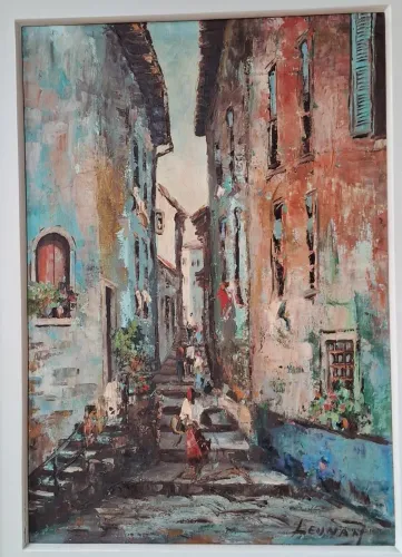 Quadro óleo sobre tela espatulado - pintura 44 X 64 moldura 63X83 63 X 83 Moldura