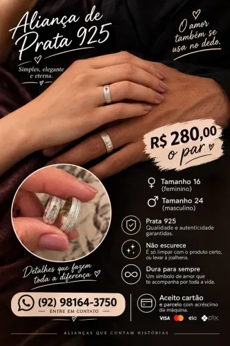 Par de aliança prata 925