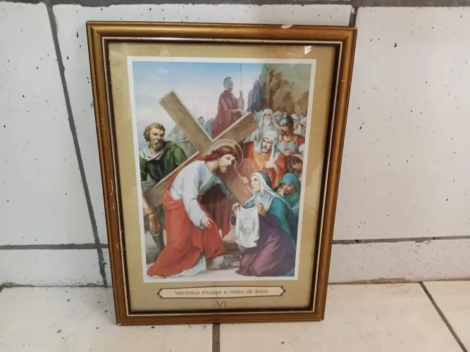 Quadro Gravura com Moldura de Madeira e Vidro 