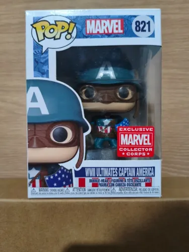 Funko Pop! Marvel Collector Corps WWII Ultimate Captain America #821 Exclusivo/Vaulted