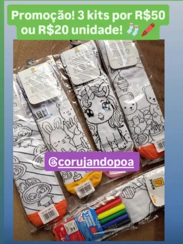 Promoção kit meias de colorir infantil