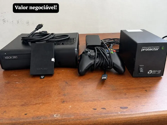 Xbox 360 Slim RGH HD de 500 GB + 1 Controle + 3 Jogos (Completo)