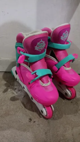 Patins Infantil inline 4 rodinhas - Rosa