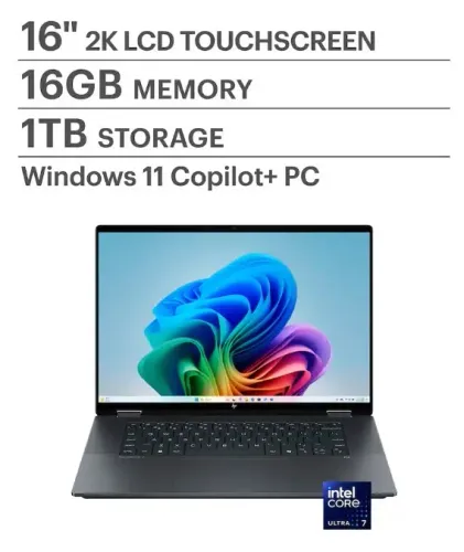 HP - OmniBook X Flip 2-in-1 - 16" 2K Touch-Screen Laptop - Intel Core Ultra