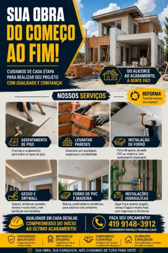 Execução de obra do começo ao fim 