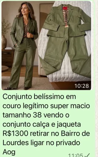 Calça e Jaqueta Verde couro legitimo,somente p/ pessoas que vestem NO.38