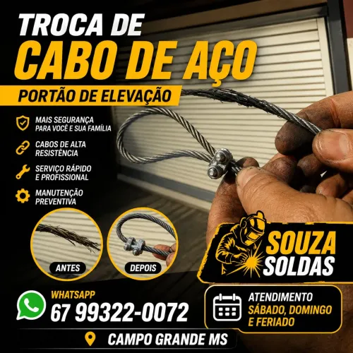 Troca de Cabo de aço portão elevação