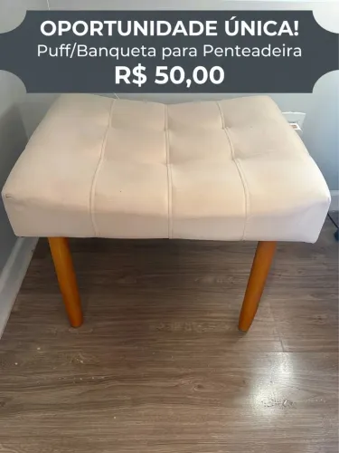 Puff / Banqueta Pés Palito para Penteadeira ou Escrivaninha - Usado
