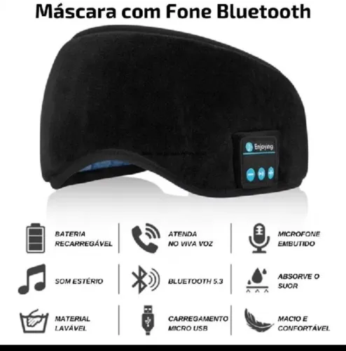 Máscara de dormir bluetooth novo preto/cinza