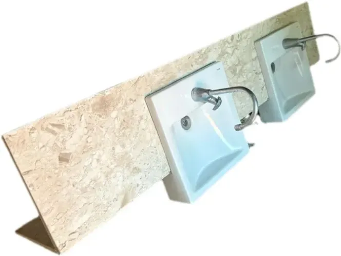 Bancada Dupla em Mármore Natural 1,78m com 2 Cubas Incepa