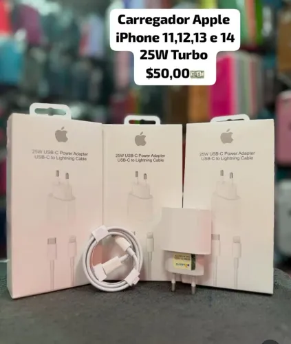 Carregador Apple para iPhone 25W Turbo  para iPhone 11,12,13 e 14 USB-C to Lingting 