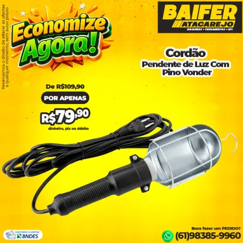 Cordão Pendente de Luz Com Pino Vonder