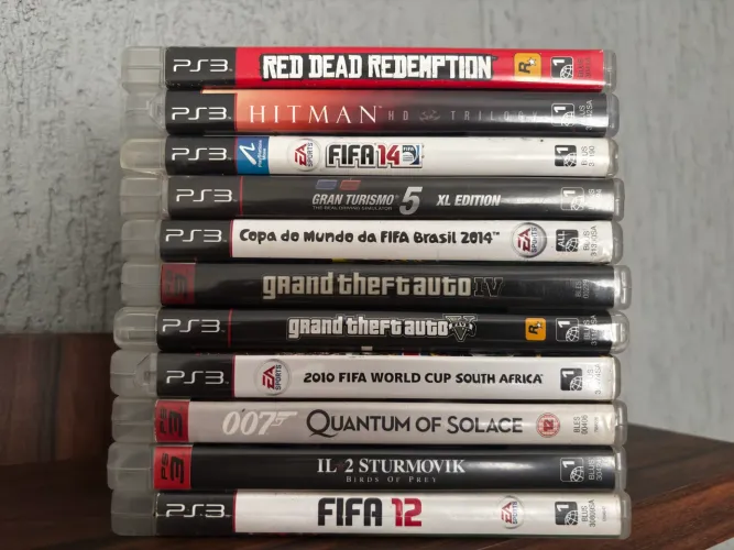 Lote Com 11 Jogos PS3 Originais - GTA V, Red Dead Redemption, Hitman HD, Gran Turismo 5