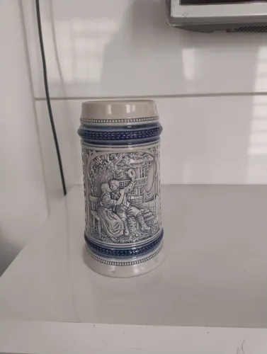 Caneca vintege cerâmica europeia, louça antiga, para chopp e coleção