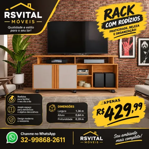 Rack com rodízios cinamomo off white (NOVO)