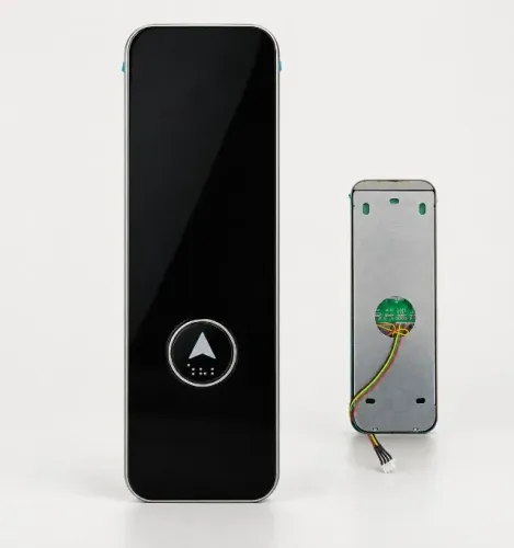 Botoeira de Pavimento Elevador Vidro Preto Inox 24V Serial MOD