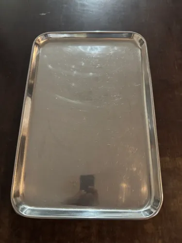 Antiga bandeja em aço inox retangular 49x33