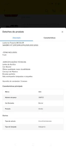 Laterna lado esquerdo