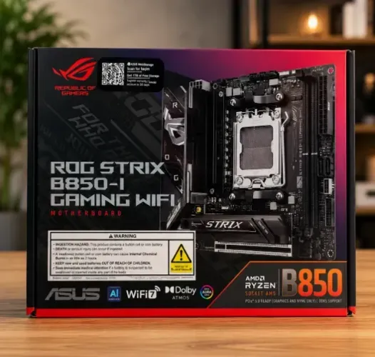 Placa Mãe ASUS ROG Strix B850-I Gaming Wi-Fi AM5 DDR5