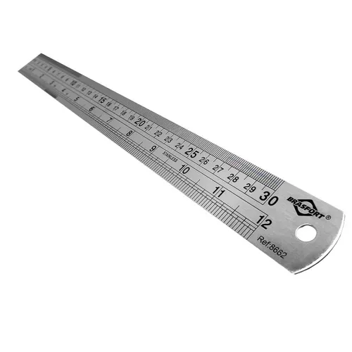 Régua Em Aço Inox Brasfort De 30 Cm. Milimetro E Polegadas