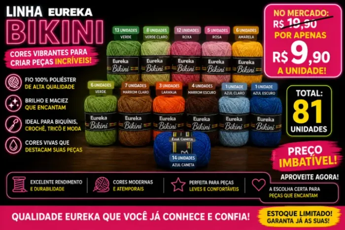 Linha Eureka Bikini - Várias Cores - OPORTUNIDADE SUPER PROMOÇÃO R$ 9,90 cada
