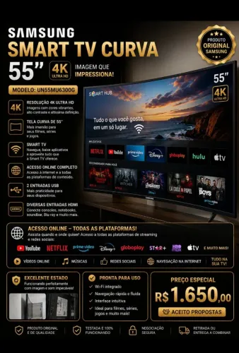 Samsung Smart TV Curva 55" 4K UHD - Modelo UN49MU6300
