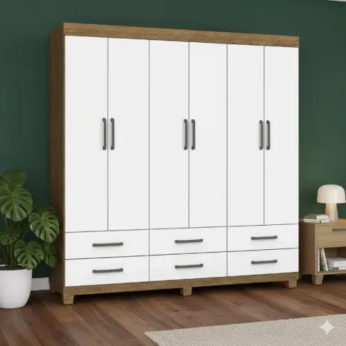 Promoção Guarda Roupa Dallas Cinamomo/Branco (entrega grátis)