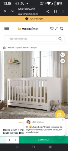 Berço mini cama com colchão