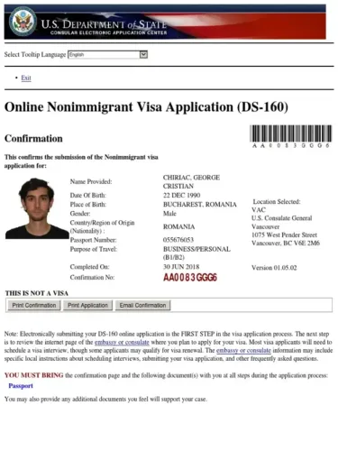 Auxílio para Visto Americano - DS-160 e Agendamento