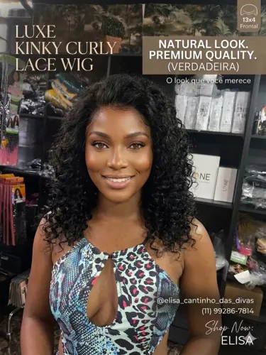 Peruca lace frontal cacheada 