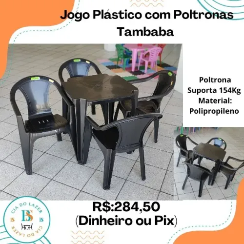 Jogo Plástico Mesa + 4 Poltronas Tambaba 