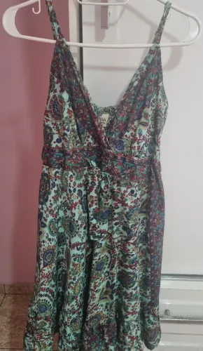 Vestido indiano Florido Verde Tamanho Único 
