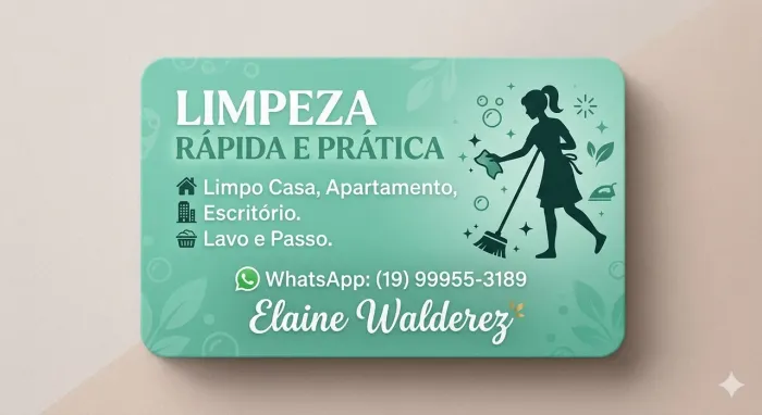 Limpeza de casa, apartamento, lavo e passo