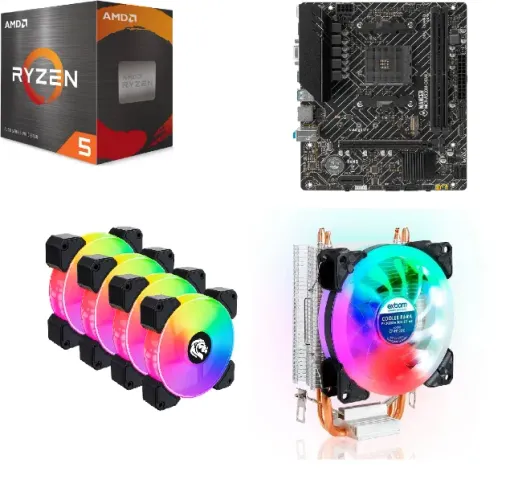 Kit Gamer Upgrade: Ryzen 5 4600G + Placa-Mãe Mancer A520M + Fans e Cooler